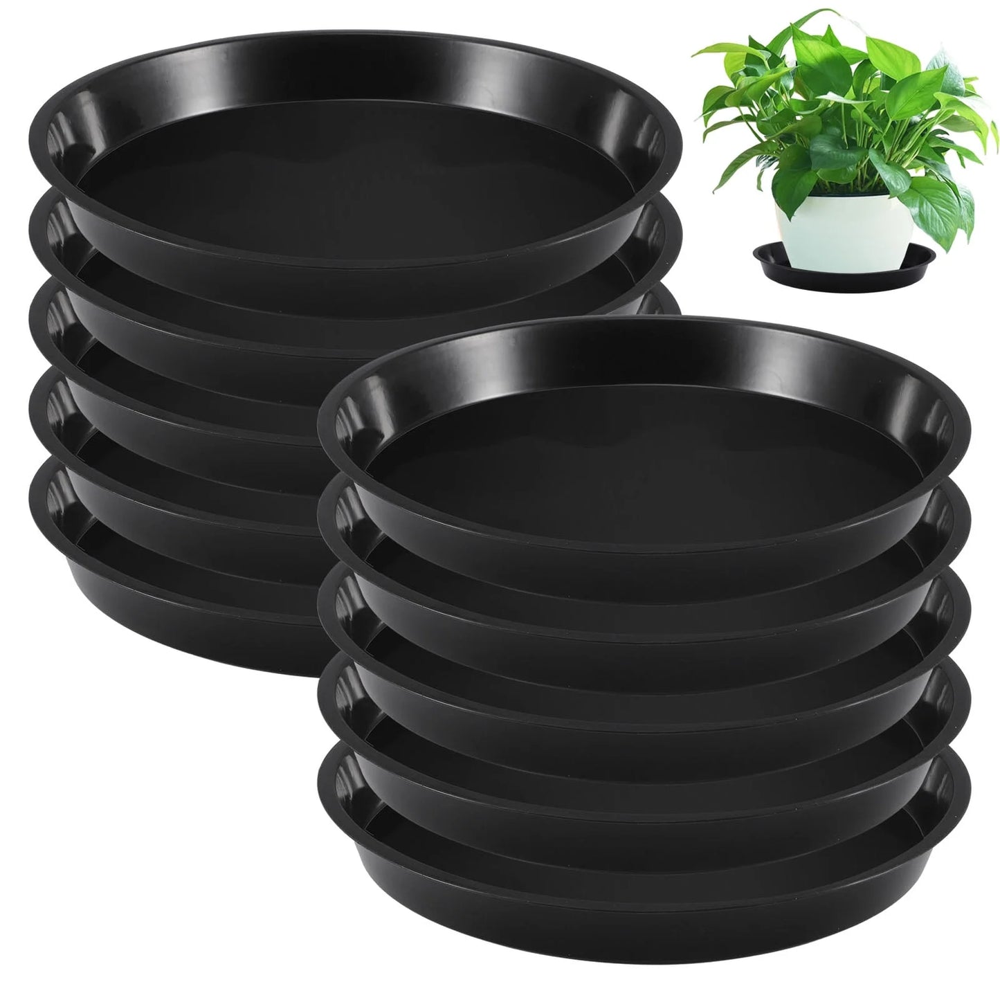 10-Pack 12-Inch Durable Plastic Plant Saucer Trays for Indoor and Outdoor Gardening