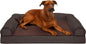 Premium Large Cooling Gel Dog Bed with Removable and Washable Cover for Medium to Large Dogs (Up to 55 lbs) - Espresso Berber and Suede Top Mattress