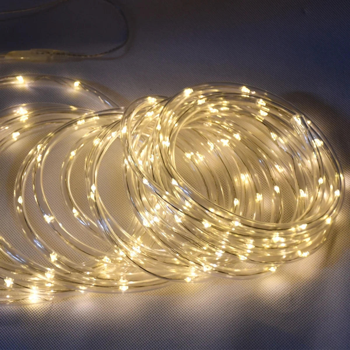 24-Foot Solar-Powered Flexible Outdoor Rope Light in PVC White by