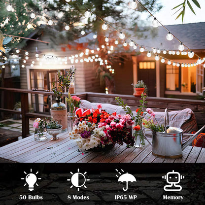 Solar-Powered 50 LED Outdoor String Lights - Waterproof Garden Pathway Decoration in White