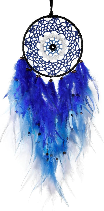 Black Dream Catcher - Evil Eye Wall Hanging for Gothic Decor, Bedroom Ornament and Craft Gift