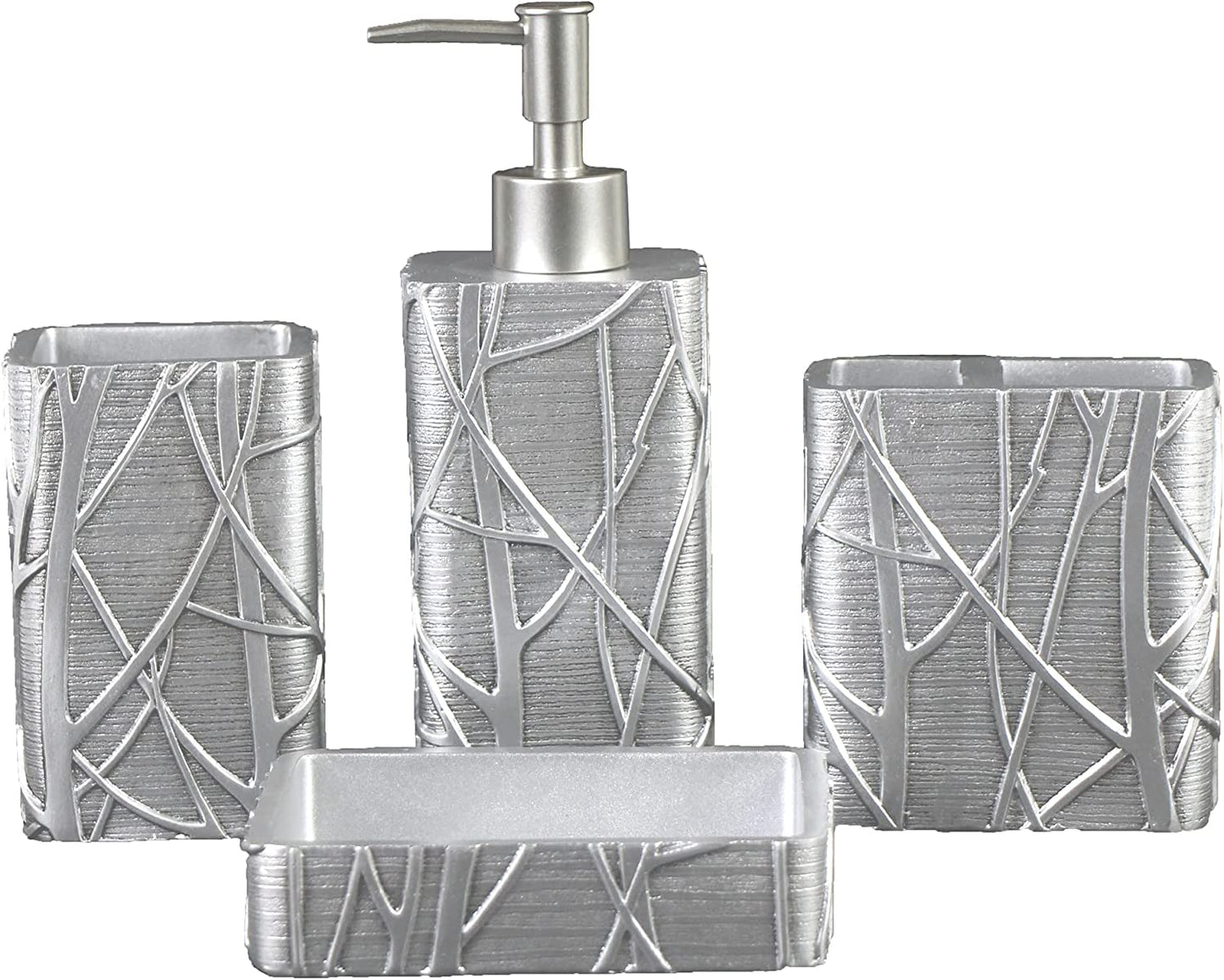 Elegant 4-Piece Farmhouse Bathroom Accessories Set - Includes Toothbrush Holder, Soap Dispenser, Soap Dish, and Tumbler - Perfect for Apartment Decor and Thoughtful Gifting