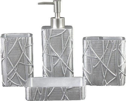 Elegant 4-Piece Farmhouse Bathroom Accessories Set - Includes Toothbrush Holder, Soap Dispenser, Soap Dish, and Tumbler - Perfect for Apartment Decor and Thoughtful Gifting
