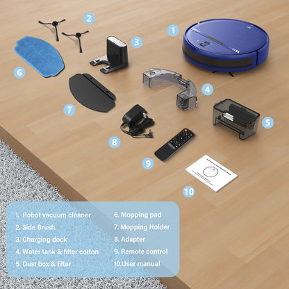 2-in-1 Robot Vacuum and Mop Combo for Pet Hair and Hard Floors