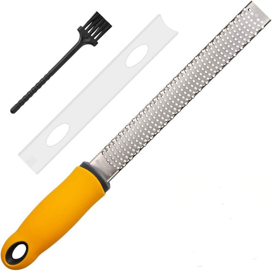Citrus, Parmesan, and Chocolate Zester Grater Set with Stainless Steel Blade, Protective Cover, Cleaning Brush, and Dishwasher Safe Design