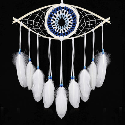 Black Dream Catcher - Evil Eye Wall Hanging for Gothic Decor, Bedroom Ornament and Craft Gift