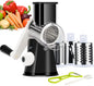 Hand Crank Rotary Cheese Grater and Kitchen Shredder with Three Drum Blades for Cheese, Vegetables, Nuts, and More - Green