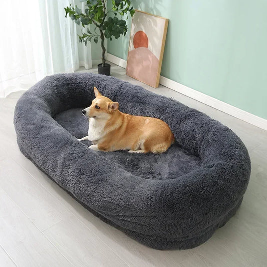 Plush Round Dog Bed - Winter-Ready Sponge Pet Mattress and Kennel Pad