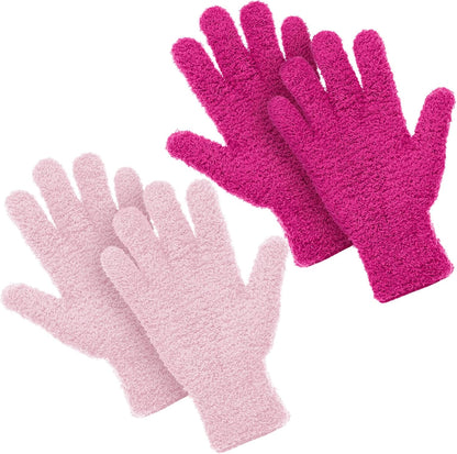 Microfiber Gloves for Dusting and Cleaning - 2 Pairs, Large (Blue)