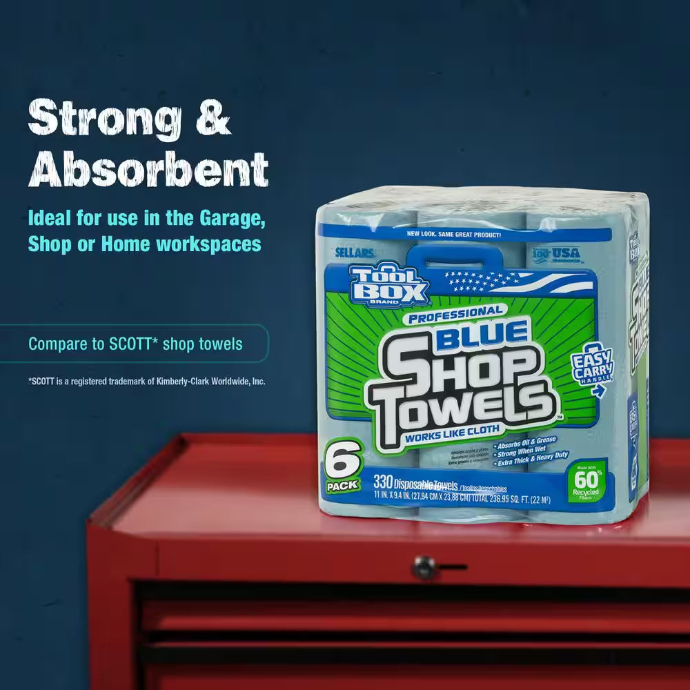 Z400 Blue 55-Count Shop Towel Cleaning Wipes (Pack of 6)