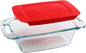 4-Pack Glass Bakeware and Food Storage Set with BPA-Free Lids - Dishwasher, Microwave, Freezer, and Pre-Heated Oven Safe