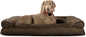 Extra-Large Plush Dog Bed with Removable Bolsters and Washable Cover in Diamond Brown for Large Breeds