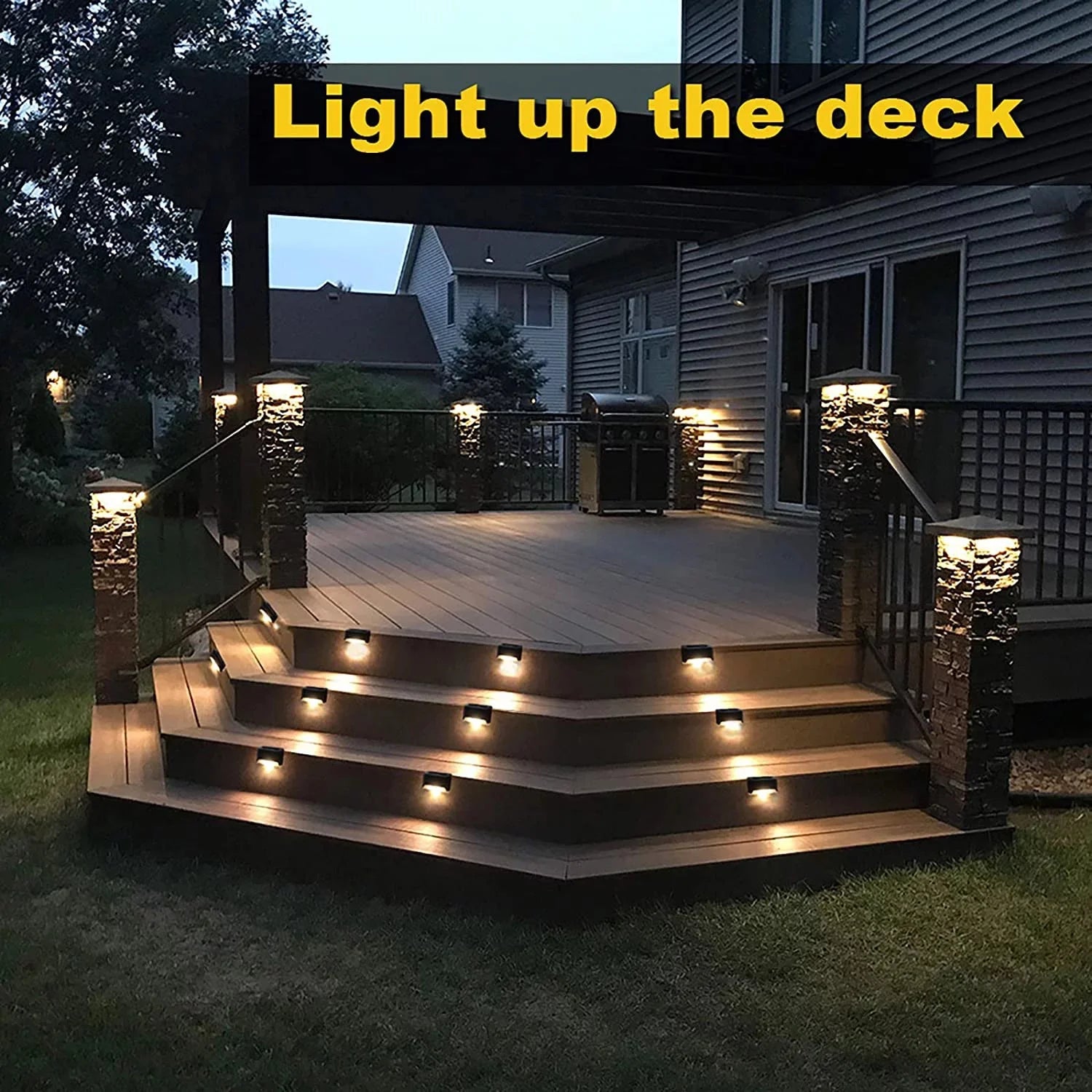 12-Pack Solar-Powered Deck and Fence Post Lights for Outdoor Use - Weatherproof LED Lighting in Brown with Warm White Illumination for Patios, Pools, Steps, and Pathways