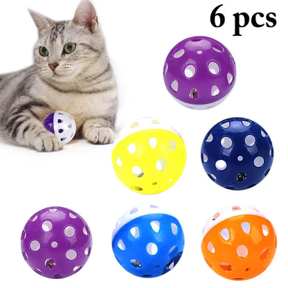 Set of 6 Interactive Cat Bell Balls - Engaging Toy for Kittens and Cats