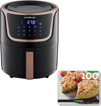 7-Quart Electric Air Fryer with Dehydrator, Digital Touchscreen, 8 Cooking Functions, and Triple Stackable Racks in Red and Silver