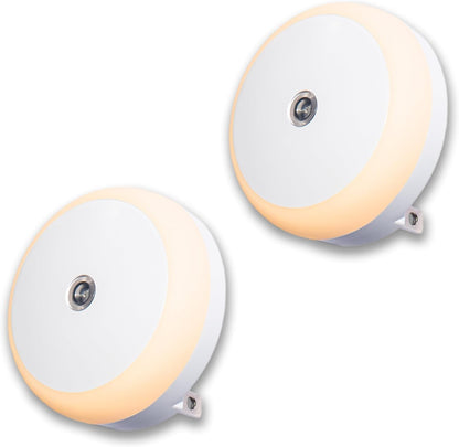 LED Night Light Set, 2 Pack, Warm Glow, Wall Plug-in with Dusk to Dawn Sensor and Auto Dimming, Ideal for Kids and Adults, Perfect for Kitchen, Bathroom, Bedroom, and Hallways