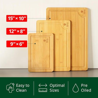 Premium Bamboo Cutting Board Set for Meal Preparation, Charcuterie, and Butchering - Ideal Gift for Culinary Enthusiasts