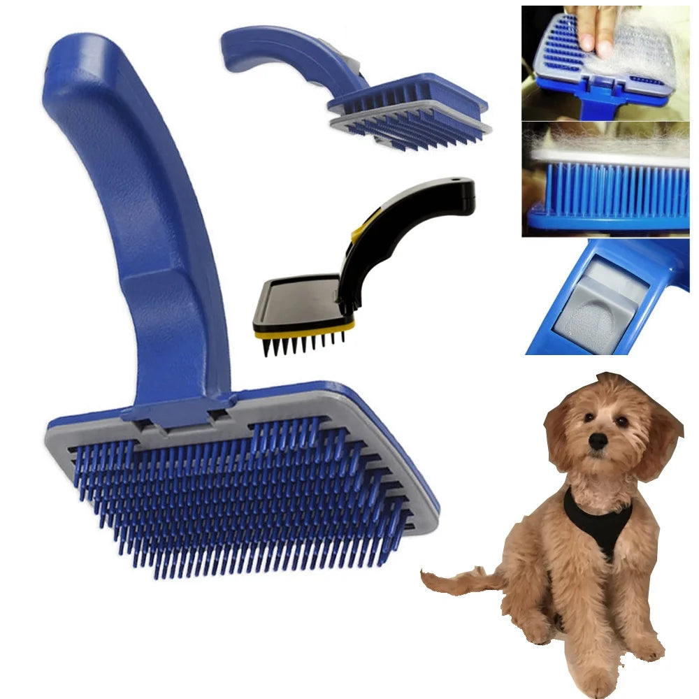 Self-Cleaning Slicker Brush for Dogs and Cats - Grooming Shedding Comb and Rake