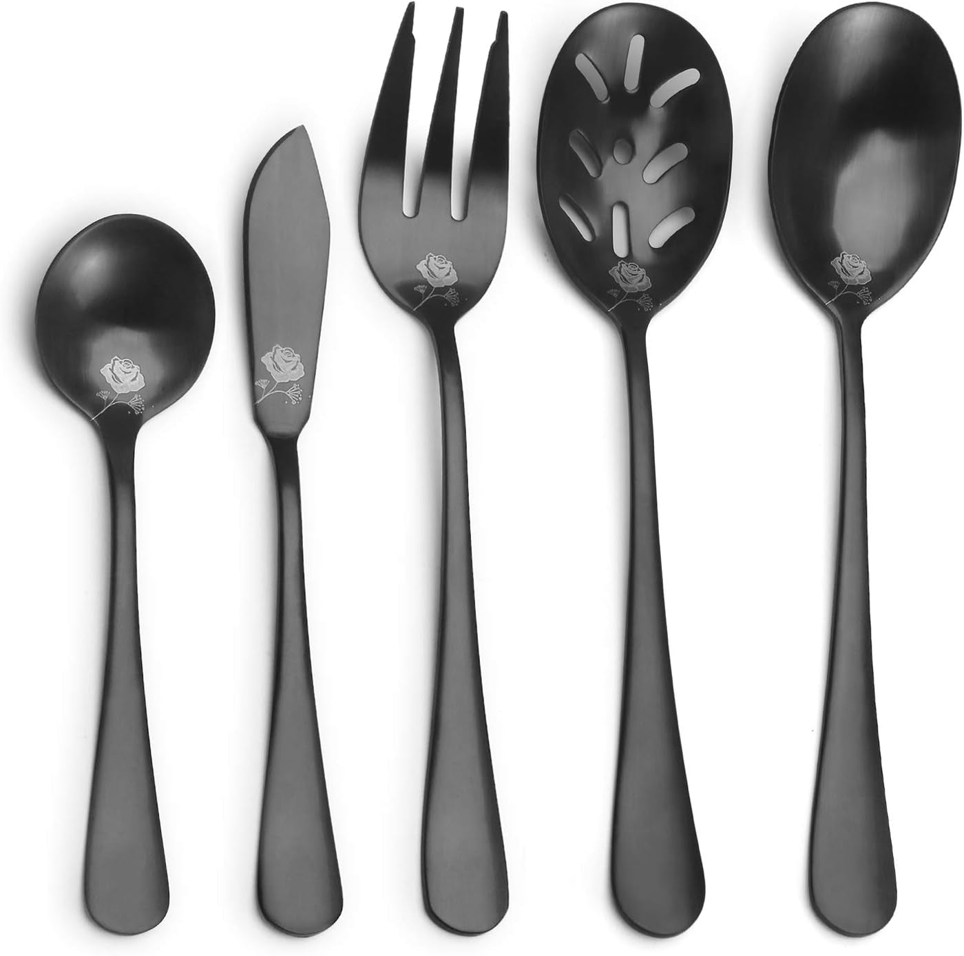 20-Piece Matte Black Stainless Steel Flatware Set with Satin Finish, Service for 4, Dishwasher Safe for Home and Restaurant Use