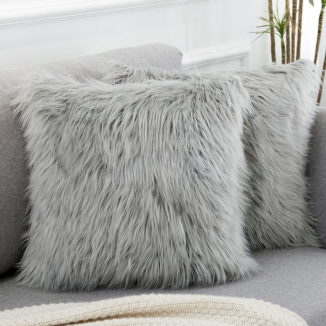 Snuggle Up with Our Luxe Pink Faux Fur Pillow Covers - Perfect for Valentine's Day! 💖✨ Set of 2, 18x18 Inches! #HomeDecor #ValentinesDay