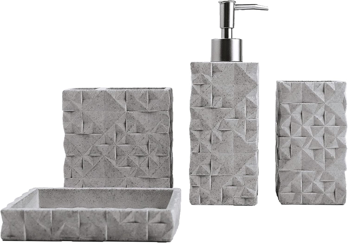 Elegant 4-Piece Farmhouse Bathroom Accessories Set - Includes Toothbrush Holder, Soap Dispenser, Soap Dish, and Tumbler - Perfect for Apartment Decor and Thoughtful Gifting