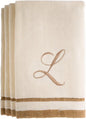 Custom Monogrammed Fingertip Towels Set of 4 - Luxurious Ivory with Golden Brown Embroidery - 100% Cotton, Extra Absorbent - Ideal for Bathroom or Kitchen - Initial H