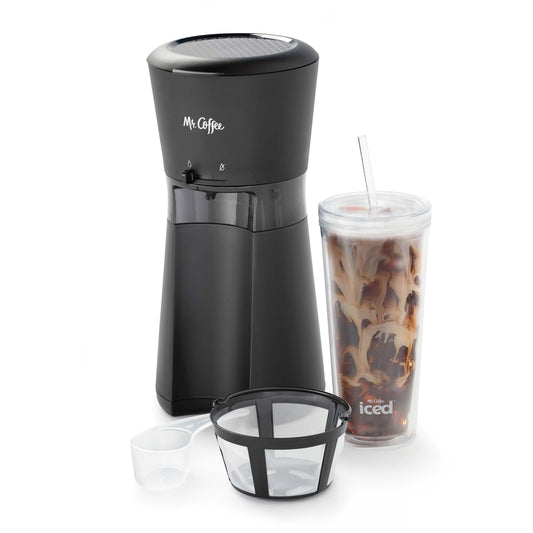 Iced™ Coffee Maker with Reusable Tumbler and Filter in Black