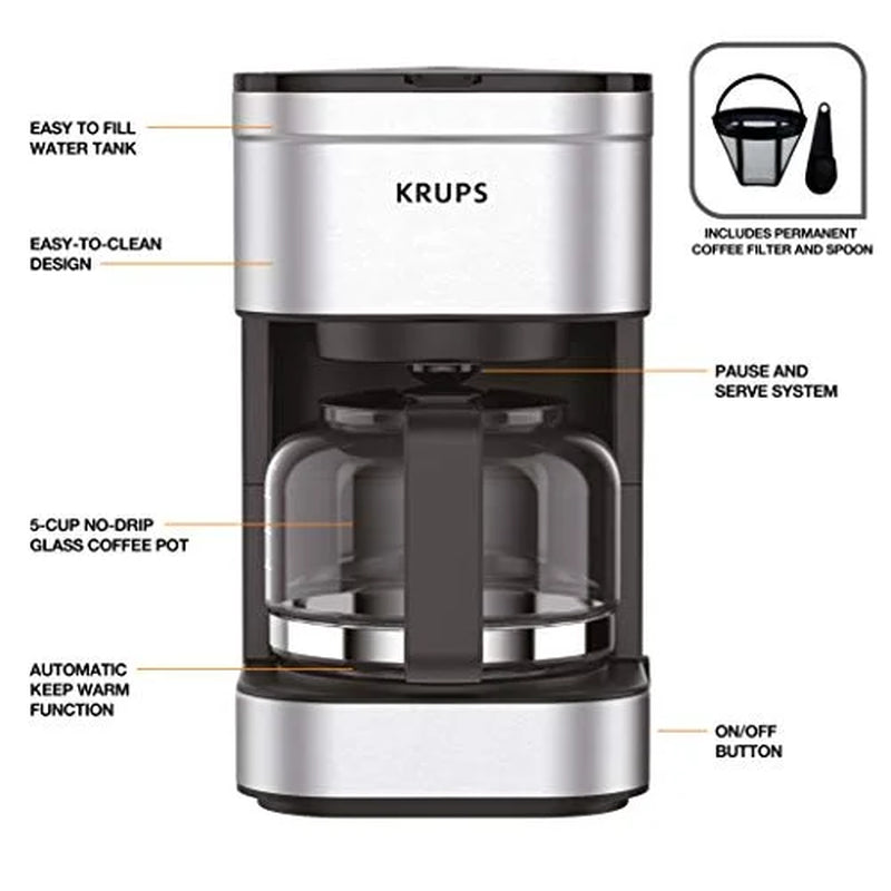 5-Cup Stainless Steel Coffee Maker by Simply Brew - Ideal for Effortless Fresh Brewing