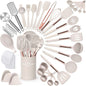 43-Piece Grey Silicone Kitchen Utensil Set with Stainless Steel Handles - Non-Stick and Heat-Resistant Cookware Essentials