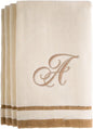 Custom Monogrammed Fingertip Towels Set of 4 - Luxurious Ivory with Golden Brown Embroidery - 100% Cotton, Extra Absorbent - Ideal for Bathroom or Kitchen - Initial H