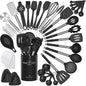 43-Piece Grey Silicone Kitchen Utensil Set with Stainless Steel Handles - Non-Stick and Heat-Resistant Cookware Essentials