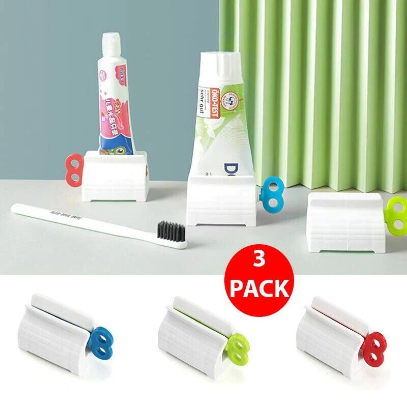 6X Toothpaste Squeezer Bathroom Tube Easy Stand Dispenser Rolling Holder Seat