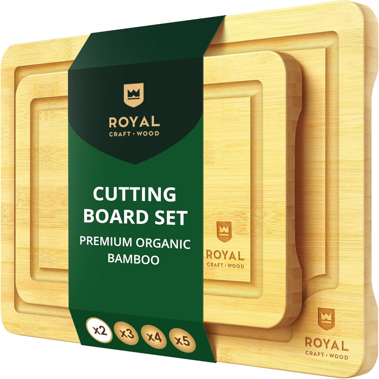 Premium Bamboo Cutting Board Set for Meal Preparation, Charcuterie, and Butchering - Ideal Gift for Culinary Enthusiasts