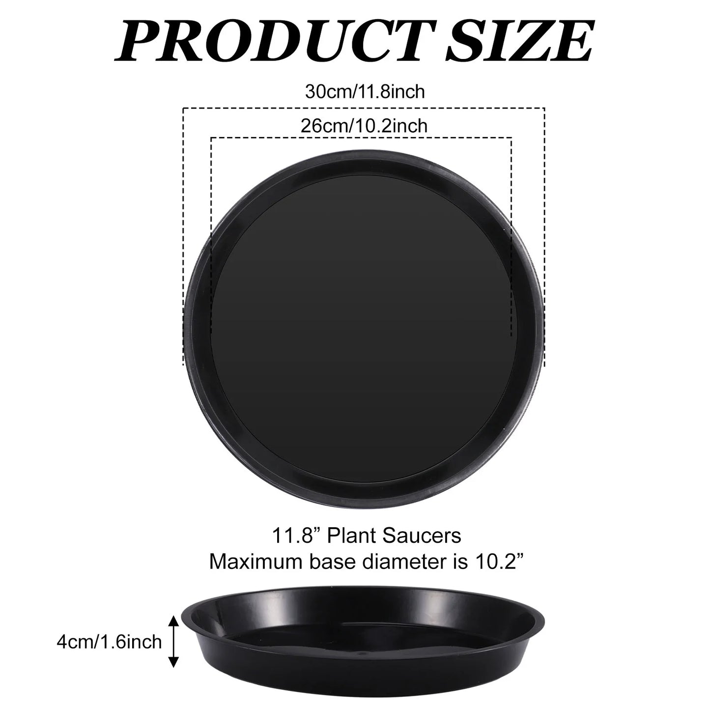 10-Pack 12-Inch Durable Plastic Plant Saucer Trays for Indoor and Outdoor Gardening