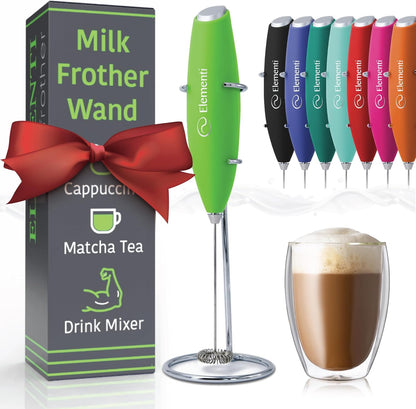 Premium Handheld Milk Frother and Drink Mixer with Stand - Perfect for Creating Cappuccinos, Lattes, and Hot Chocolate at Home (Black)