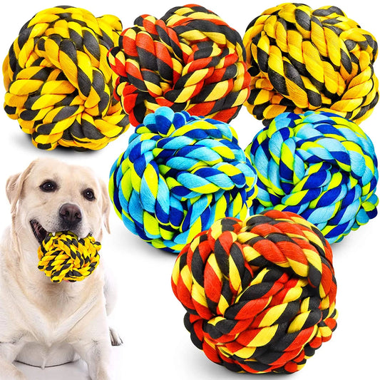 Indestructible Dog Chew Toys Set for Aggressive Chewers - Heavy Duty Balls and Dental Rope Toys for Large and Medium Dogs, 6 Pack