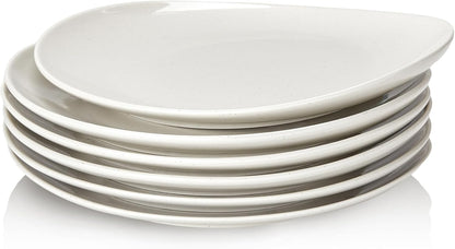 Set of 6 Porcelain Dessert Plates - 7.8 Inch Appetizer and Salad Plates in Rainbow Palette - Dishwasher, Microwave, and Oven Safe