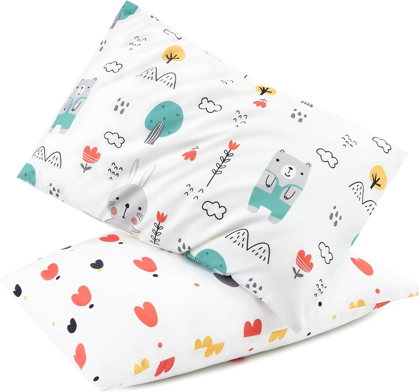 Toddler Pillowcase Set of 2 - Silky Soft Microfiber with Zipper, Ideal for Travel, 13" x 18" in Stylish Gray