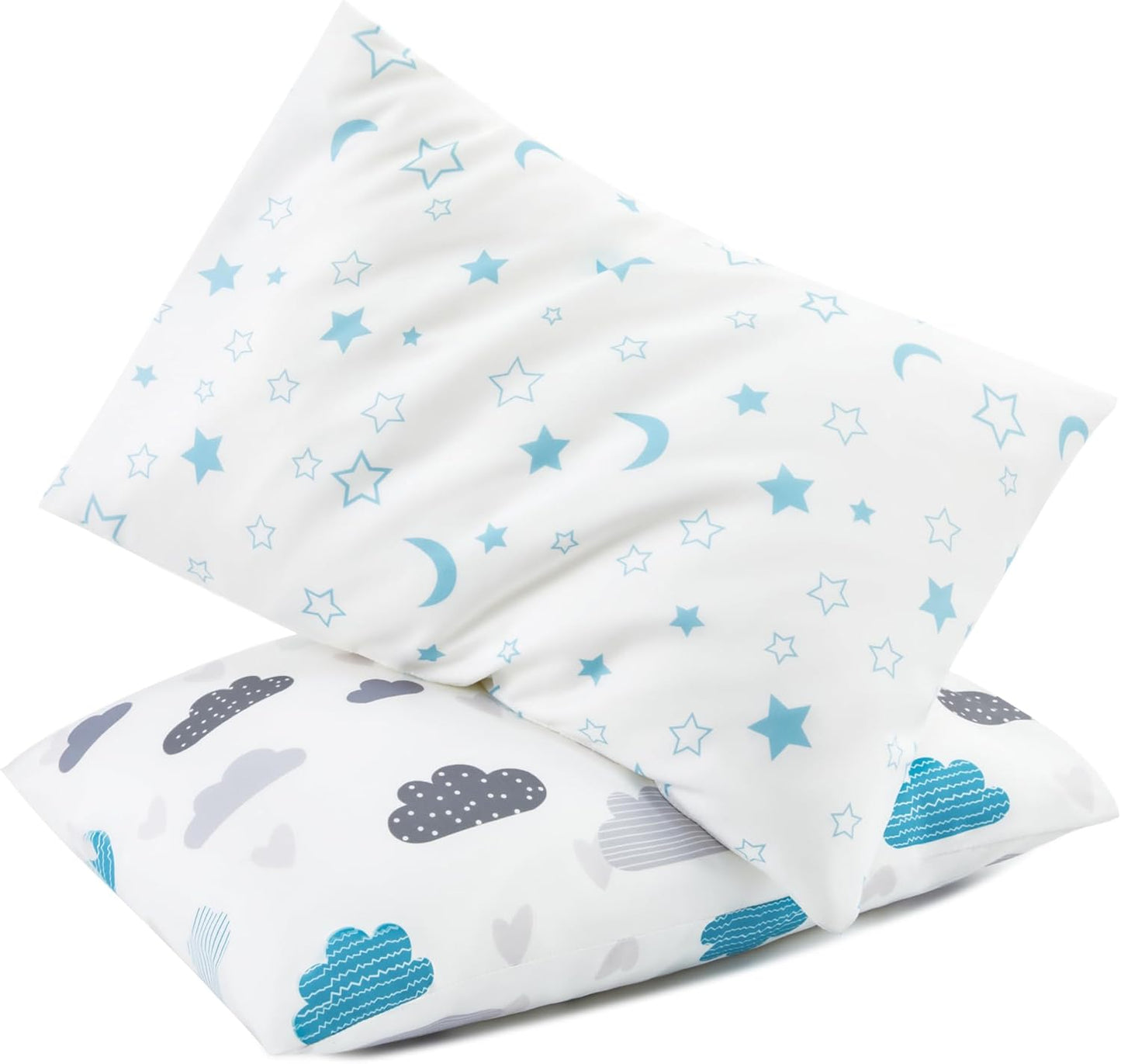 Toddler Pillowcase Set of 2 - Silky Soft Microfiber with Zipper, Ideal for Travel, 13" x 18" in Stylish Gray