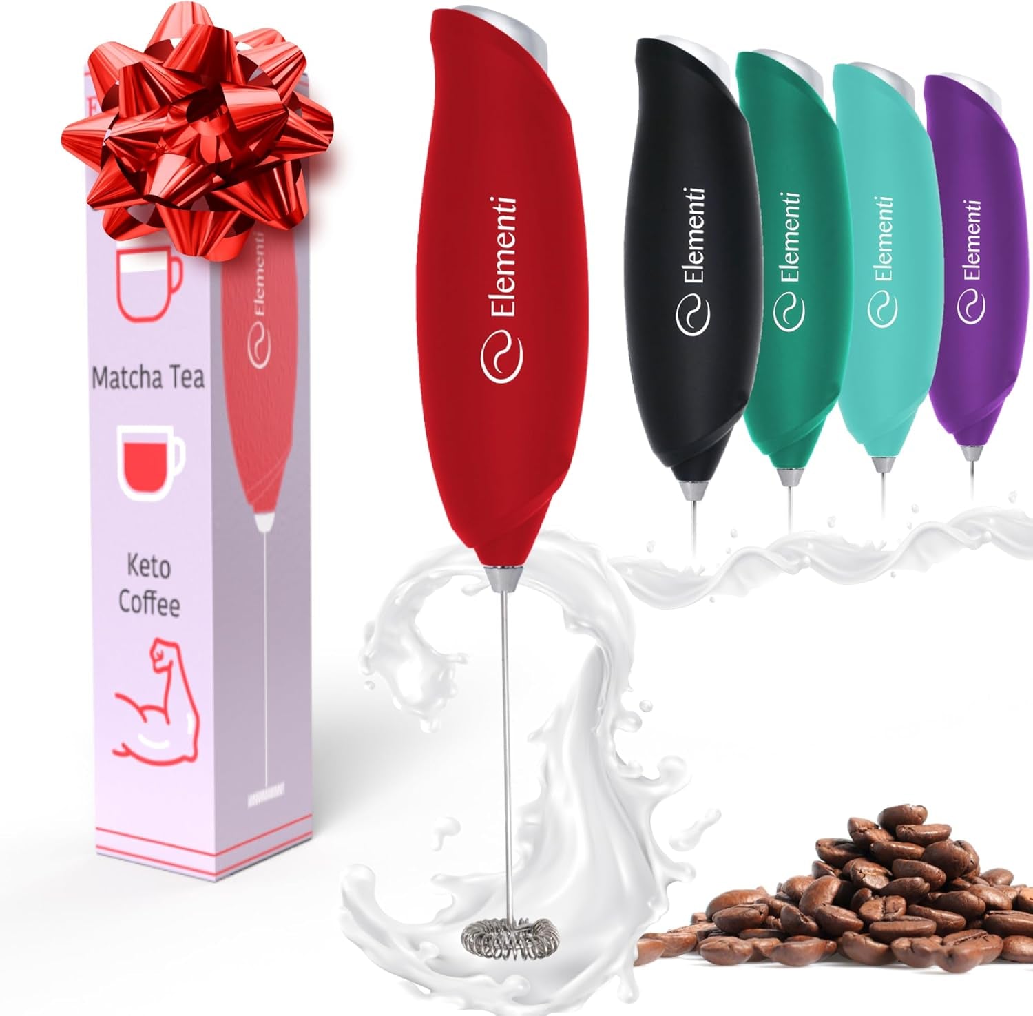 Premium Handheld Milk Frother and Drink Mixer with Stand - Perfect for Creating Cappuccinos, Lattes, and Hot Chocolate at Home (Black)