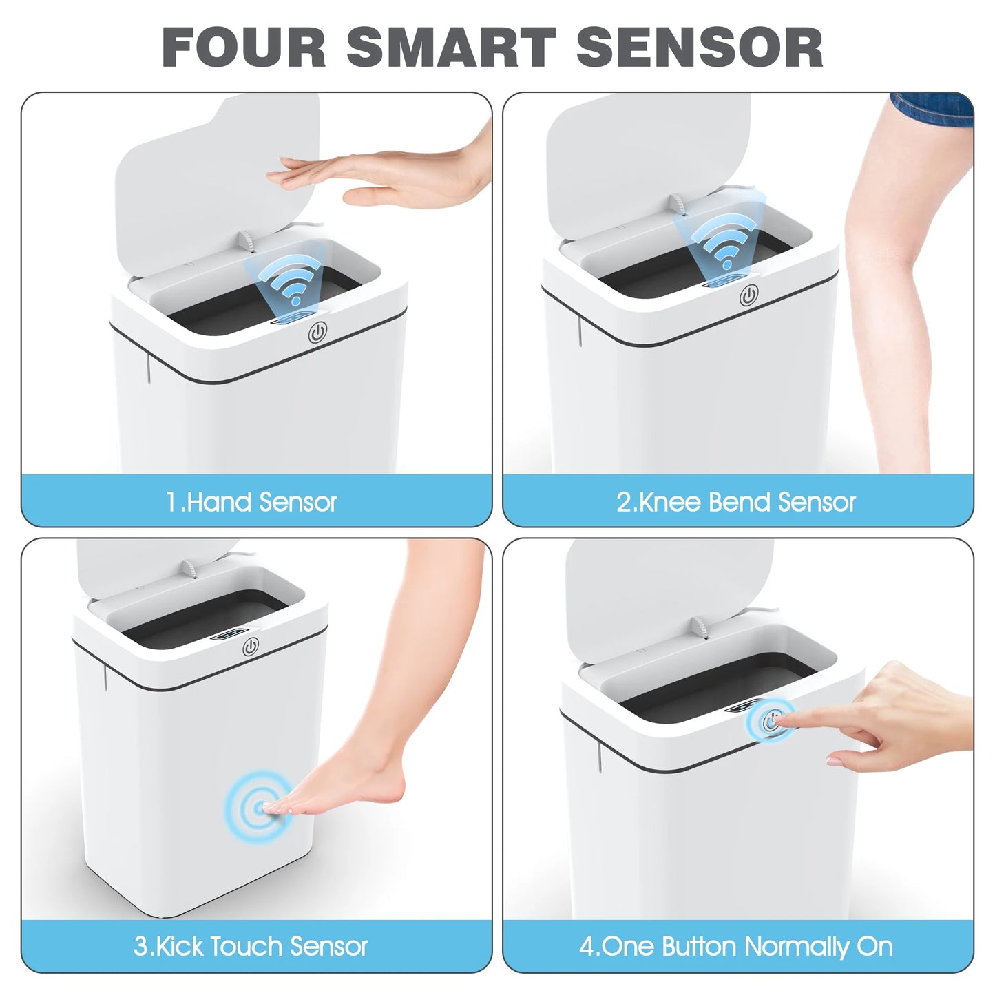 Smart Touchless Trash Can - 3.95 Gallon Slim Design for Home & Office, Perfect for Bathroom, Bedroom, Living Room & RV