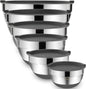 6-Piece Stainless Steel Mixing Bowls with Airtight Lids and Non-Slip Bottoms, Ideal for Mixing and Serving (Black)