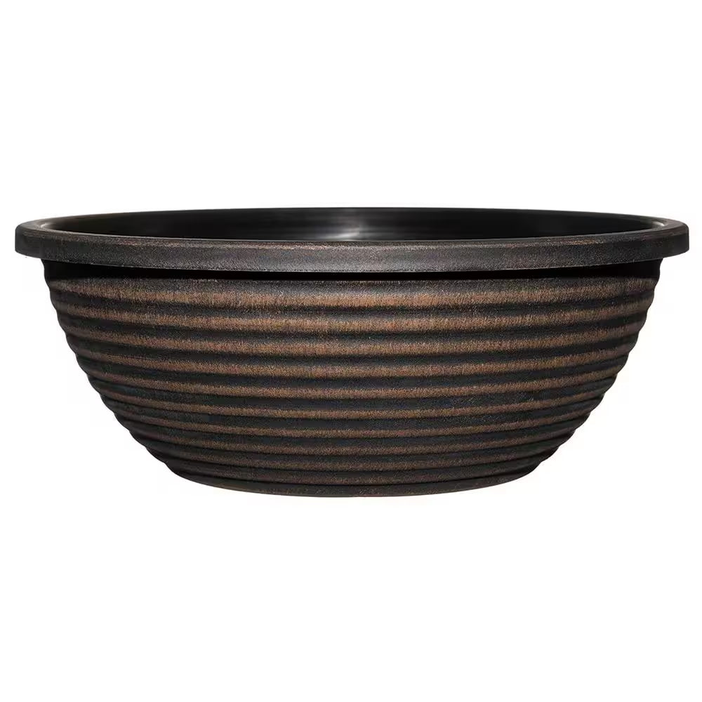 17-Inch Antique Copper Santa Fe Resin Planter Bowl