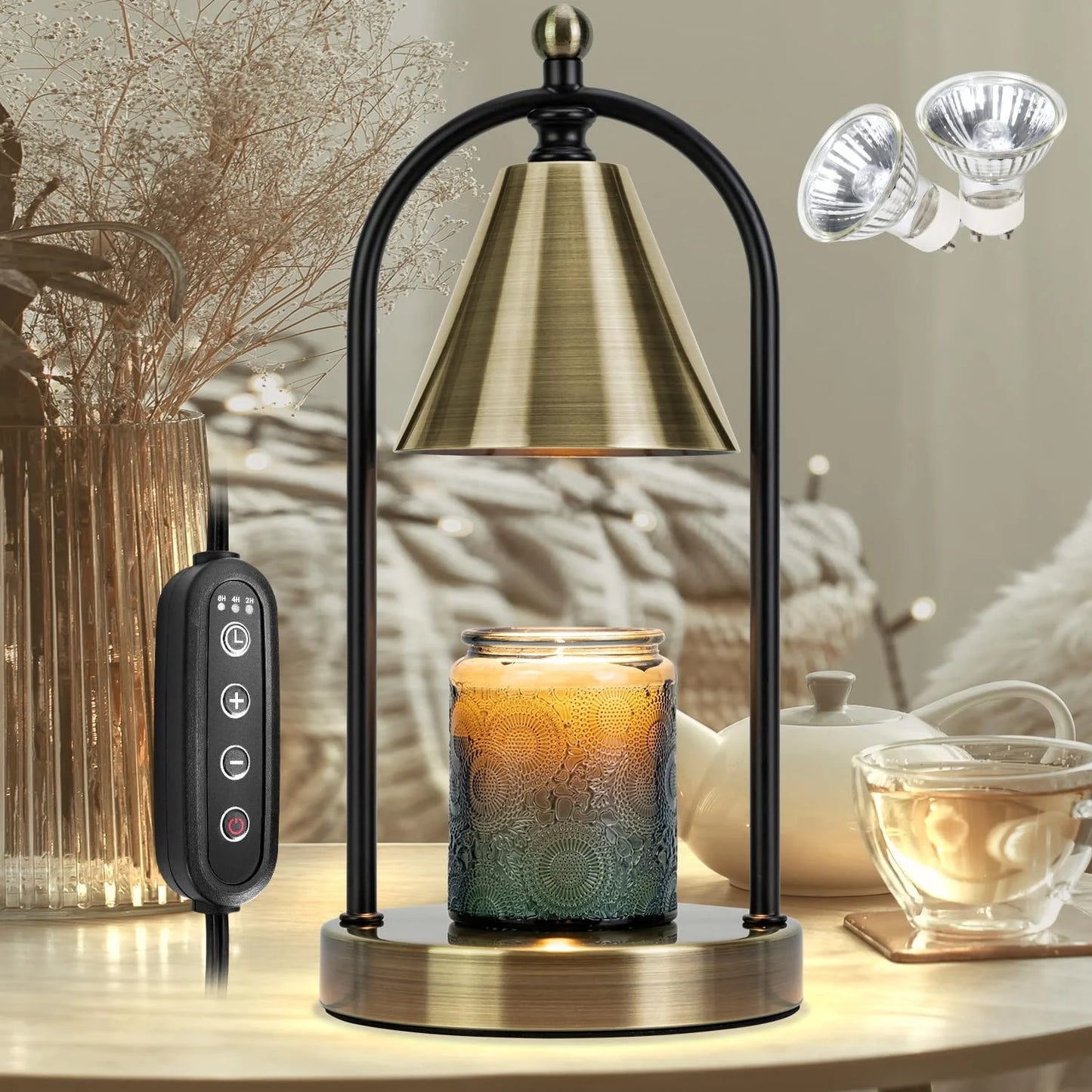 Elegant Black Electric Candle Warmer Lamp for Contemporary Home Aesthetics