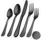 20-Piece Matte Black Stainless Steel Flatware Set with Satin Finish, Service for 4, Dishwasher Safe for Home and Restaurant Use