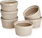 Stylish Set of 6 Beige and Gray Porcelain Ramekins for Desserts and Dipping Sauces