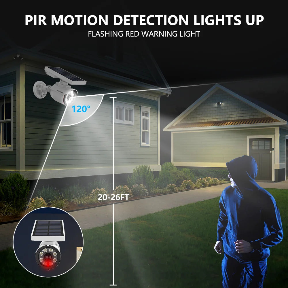 Solar-Powered Outdoor Surveillance Camera with Motion Sensor and LED Floodlight