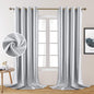 Luxurious Silver Grey Faux Silk Blackout Curtains - 52 x 96 Inches - Thermal Insulated Room Darkening Drapes for Optimal Bedroom Comfort