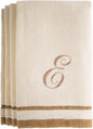 Custom Monogrammed Fingertip Towels Set of 4 - Luxurious Ivory with Golden Brown Embroidery - 100% Cotton, Extra Absorbent - Ideal for Bathroom or Kitchen - Initial H