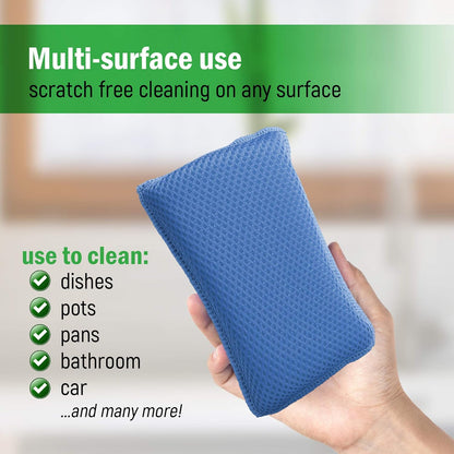 Miracle Microfiber Kitchen Sponge by  - Non-Scratch, Heavy-Duty Dishwashing Cleaning Sponges - Machine Washable (Blue)